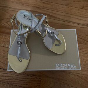 Michael Kors Two tone Silver and Gold Wedge Sandals- size 7, very good condition